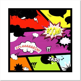 onomatopoeia boom zap splash pop art comic book Posters and Art